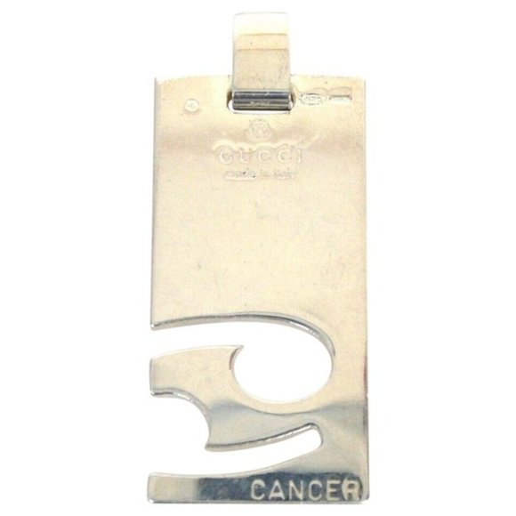 Gucci Bold Sterling Cancer 'Dog Tag' Pendant - Picture 1 of 4